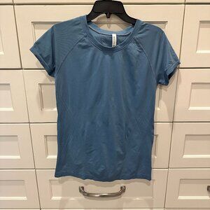 Athleta Momentum Seamless Tee, Granite Blue, Size Large